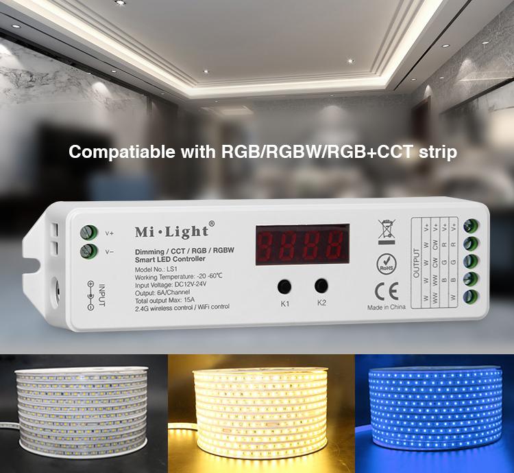Kontroler taśm led uniwersalny RGB+CCT/RGBW/RGB/CCT/MONO - LS1, 4 in 1 Smart LED Controller RGB+CCT/RGBW/RGB/CCT/MONO - LS1, 4 in 1 intelligentem LED Steuerung RGB + CCT / RGBW / RGB / CCT / MONO - LS1, 4 в 1 контроллера Smart LED RGB + ССТ / RGBW / RGB / ССТ / MONO - LS1, 4 v 1 Inteligentní LED kontrolér RGB + SCS / RGBW / RGB / CCT / MONO - LS1