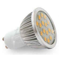LED žárovka - 16 - 5630 SMD GU10 teplá bílá - 6W - CCD převodník - 480lm